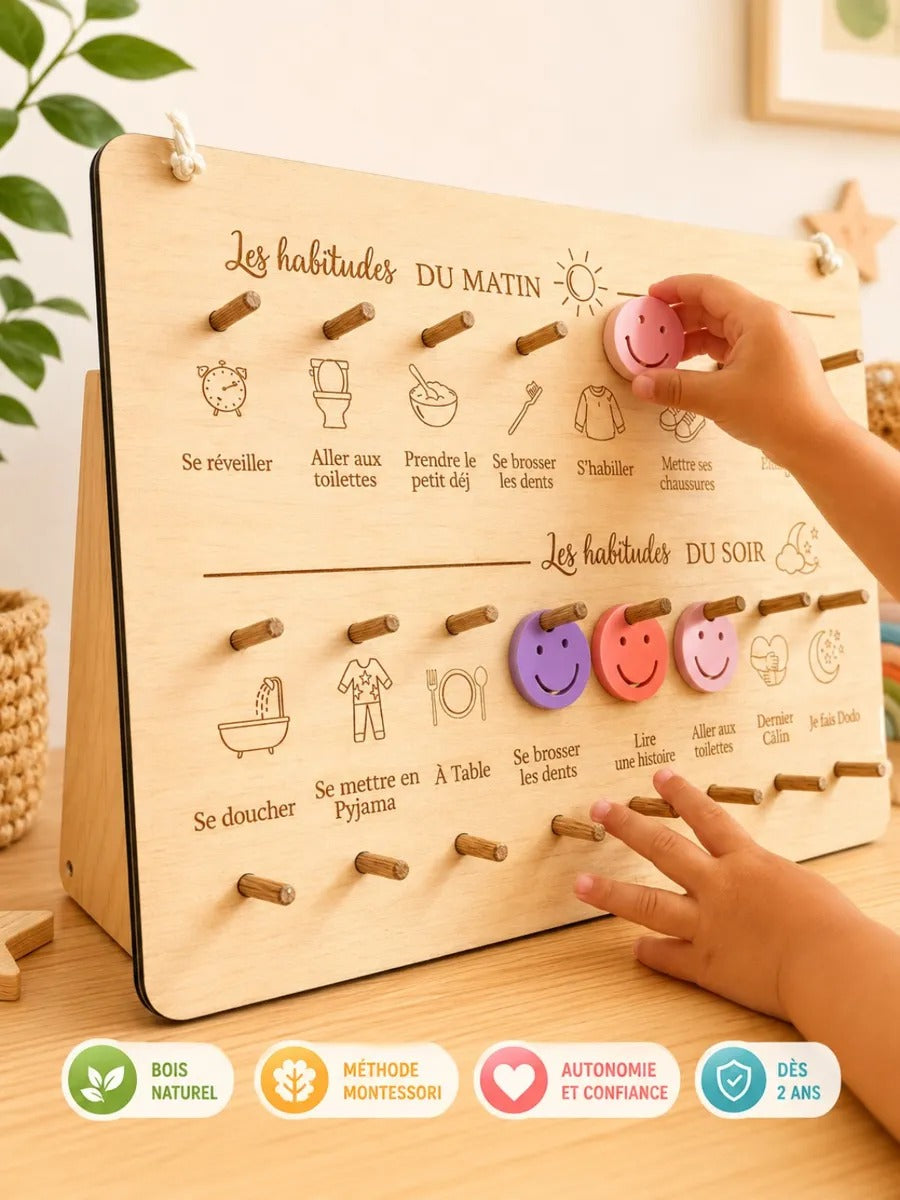 Enfant utilisant le tableau des routines CréaAlba