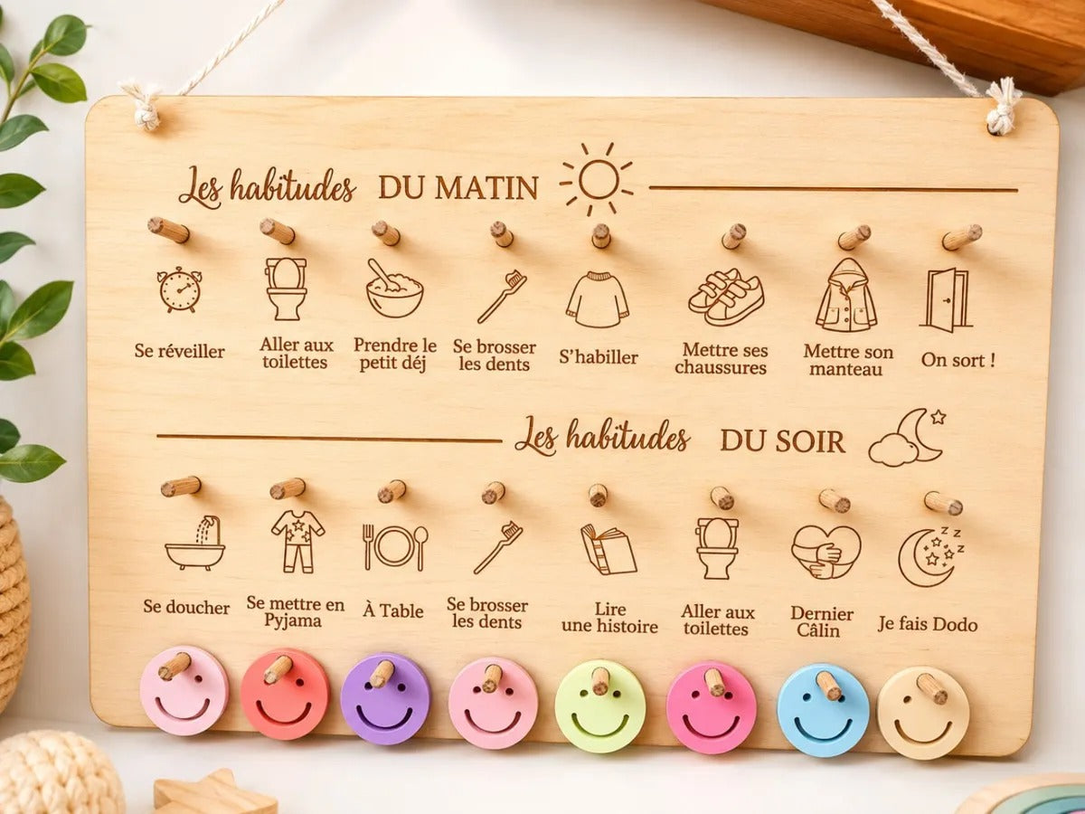 Tableau des routines Montessori vue de face